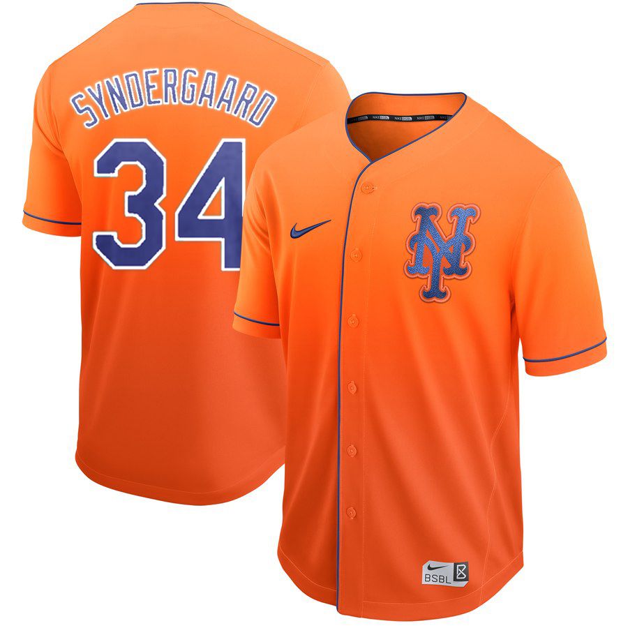 Men New York Mets #34 Syndergaaro Orange Nike Fade MLB Jersey->new york mets->MLB Jersey